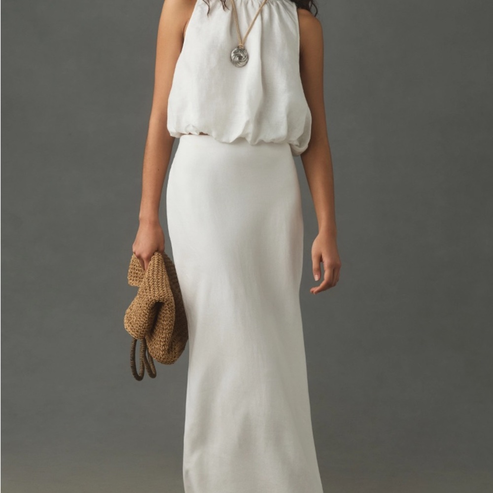 Anthropologie green tilda linen Maxi Skirt